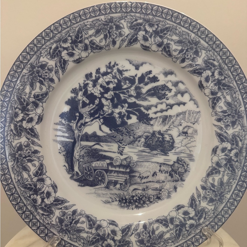 Heritage Blue and White Scenic Transferware Dinner Plate